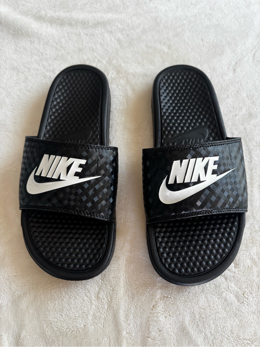 Nike Black Slide Sandals with White Logo